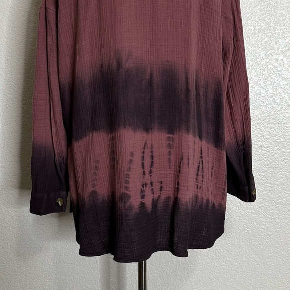 J. Jill Purejill Gauzy Tie Dye Lagenlook Button Down Tunic Top, Sz Large - Picture 10 of 12